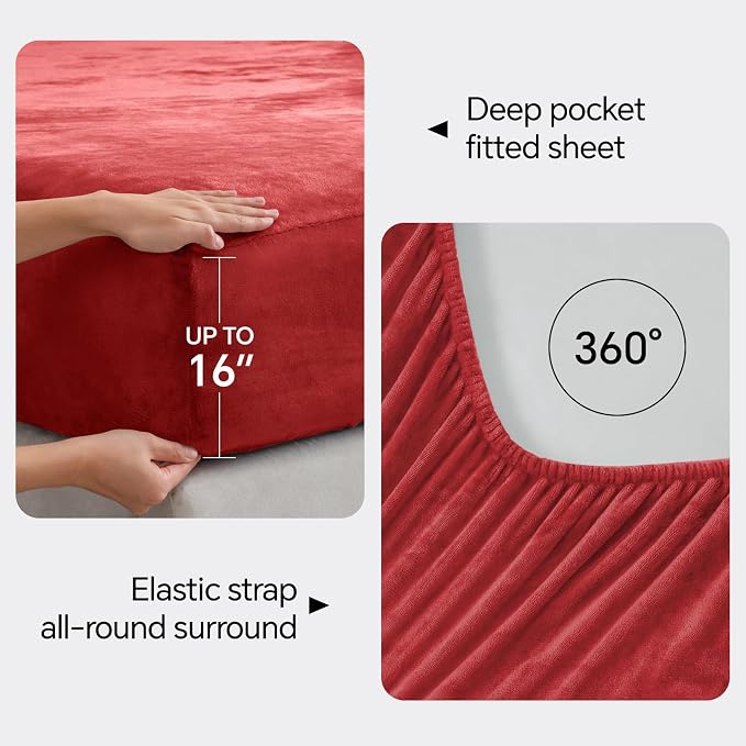 BEDELITE Flannel Sheets King Size Red - Image 4