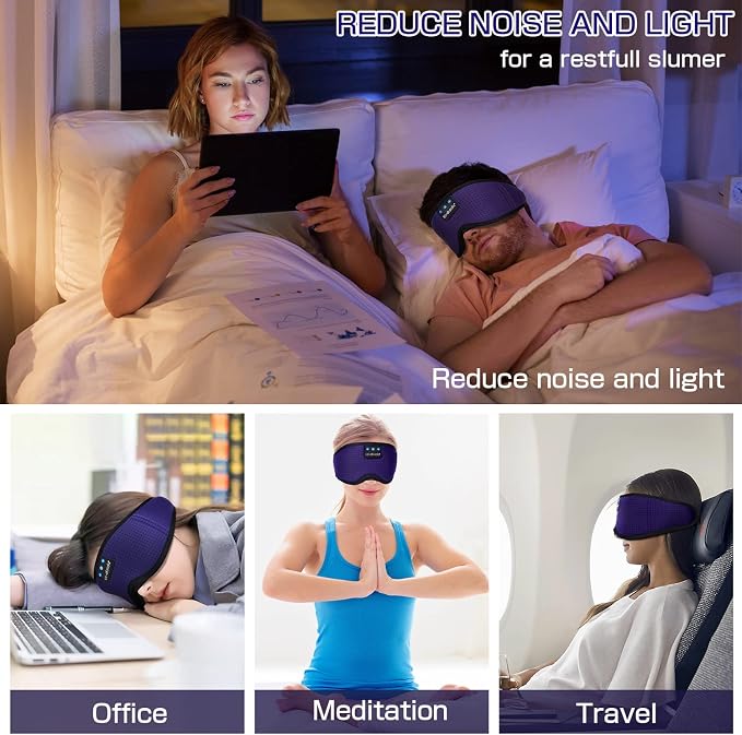 LC-dolida Sleep Headphones, Sleep Mask Bluetooth Wireless Music Eye Mask - Image 6