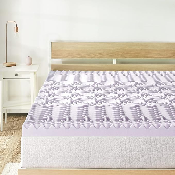 Mellow 3 Inch 5-Zone Memory Foam Mattress Topper, Soothing Lavender Infusion - Image 2