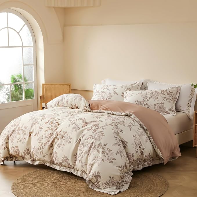 Duvet Cover Set King Size Floral Pattern 600 Thread Count Ultra Soft 100% Long - Image 2