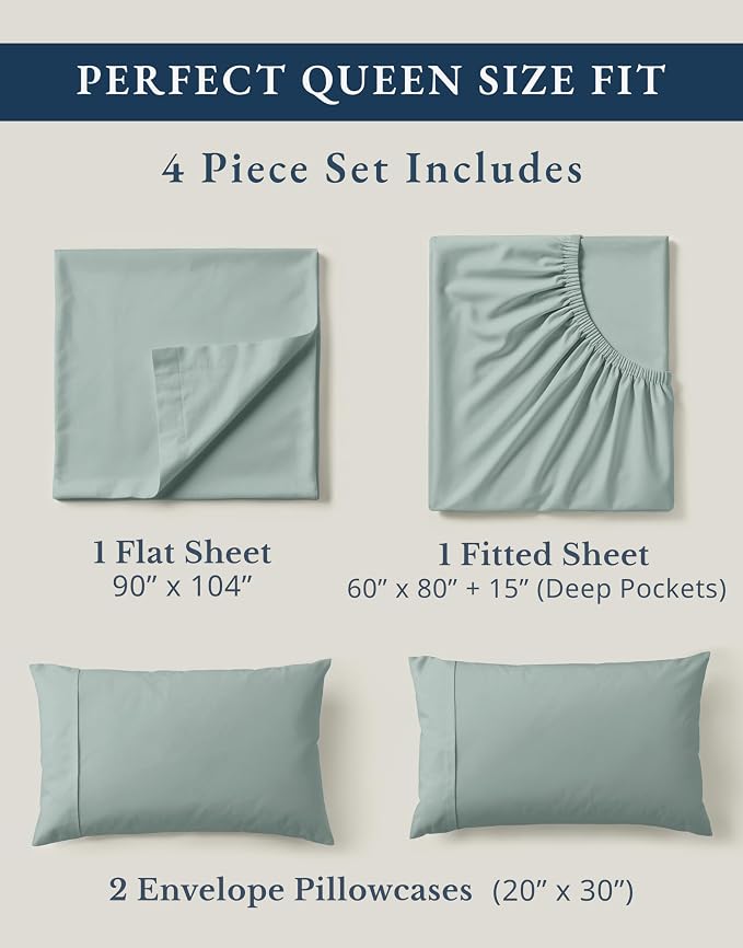LANE LINEN 100% Organic Cotton Eco Friendly Sustainably Produced Queen Sheets - Image 4