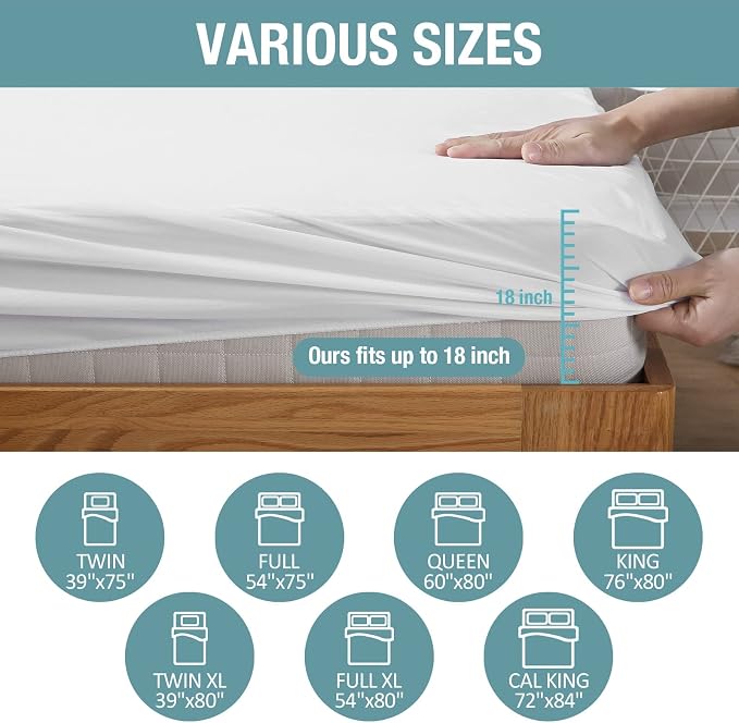 Bedecor California King Mattress Protector, Waterproof Cotton Terry Cover - Image 4