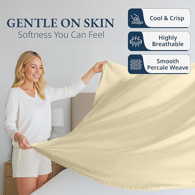 Lane Linen 100% Organic Cotton Full Size Flat Sheet Only - Image 3