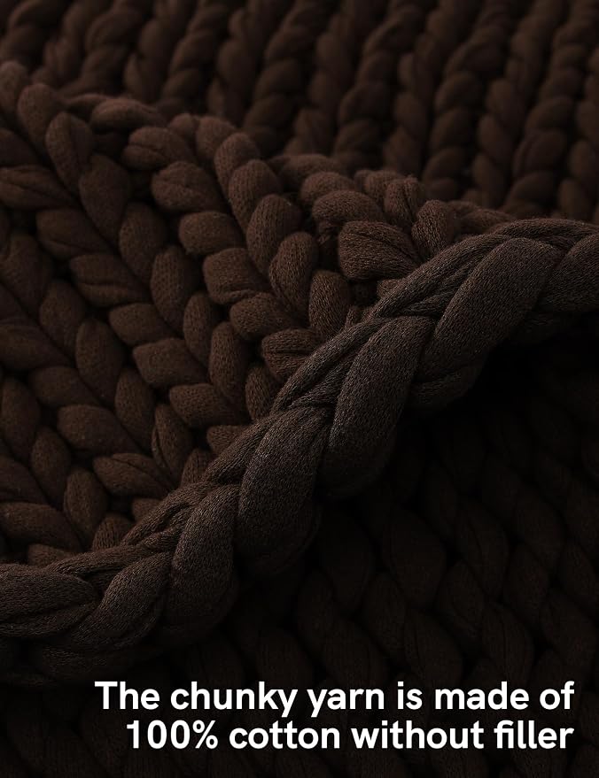 YnM Cotton Weighted Blanket, Handmade Chunky Knitted Design, Soft and Cozy - Image 4
