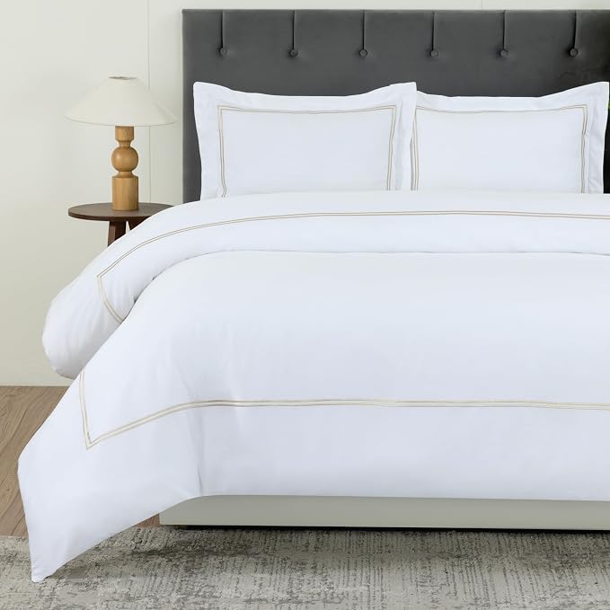 Dreamology White Duvet Cover Luxury Hotel Quality Bedding Set 100% Cotton by DREAMOLOGY