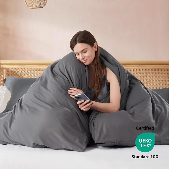 Nestl Dark Grey Duvet Cover King Size - Image 3