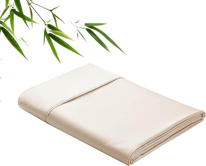 Bamboo Viscose Flat Sheets Only, 400 Thread Count Sateen Weave Queen Size Flat by ZaizaiHome