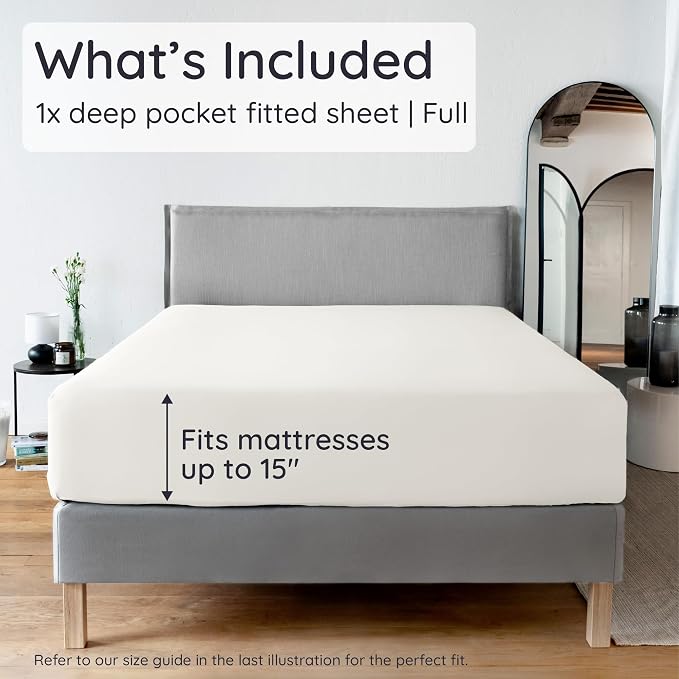 Bambaw 100% Viscose Derived from Bamboo Full Fitted Sheet Size, 15’’ Deep - Image 2