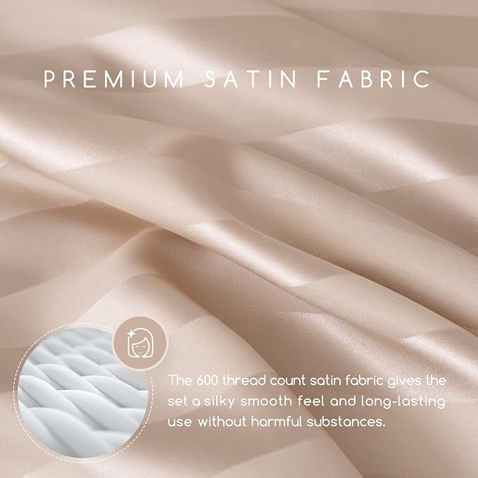 MR&HM Satin Bed Sheets, Full Size Sheets Set - Image 3