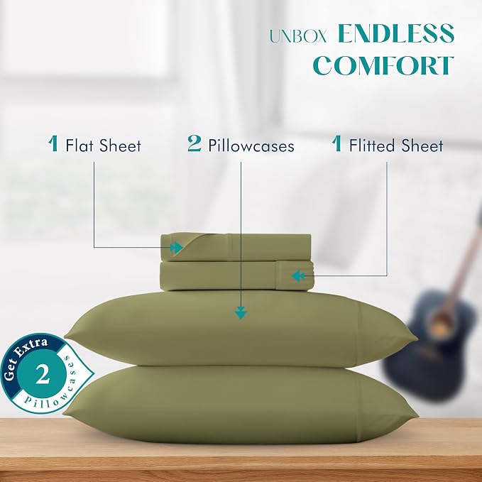XOOX Linen 100% Egyptian Cotton Sheets King Size - Image 3
