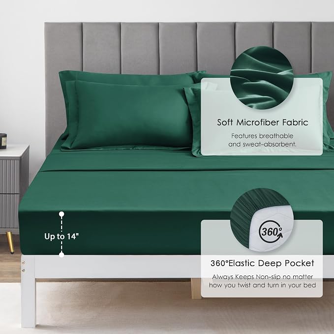Love's cabin Twin XL Comforter Set Dark Green, 5 Pieces Twin XL Bed in a Bag - Image 6