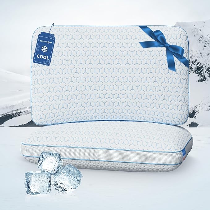 Sweetnight Cooling Pillows King Size Set of 2, Shredded Memory Foam Pillows 2 by SweetNight