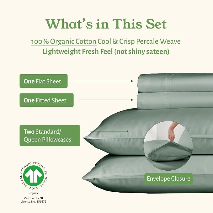 California Design Den Soft 100% Organic Cotton Sheets Queen Size Set - Image 4