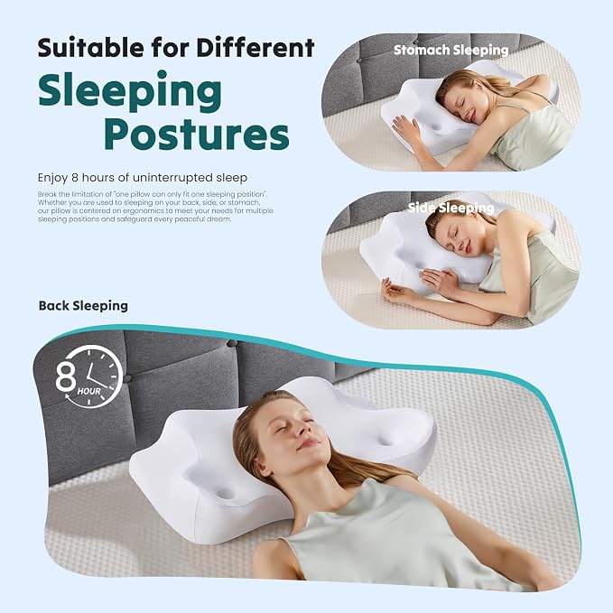 DUMOS Cervical Neck Pillow for Sleeping, Cooling Ergonomic Memory Foam Pillow - Image 7