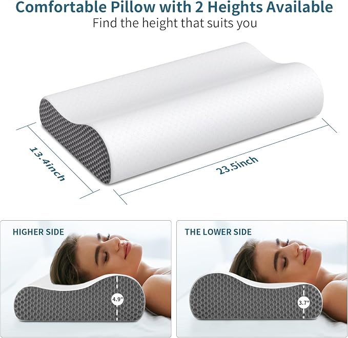 Cervical Neck Pillow for Pain Relief, Contour Memory Foam Pillows Ergonomic - Image 5