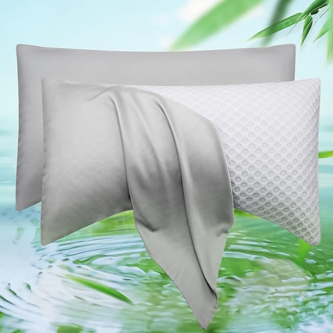 Cooling Curved Pillow Cases Queen Size Set of 2 by ELIBABA