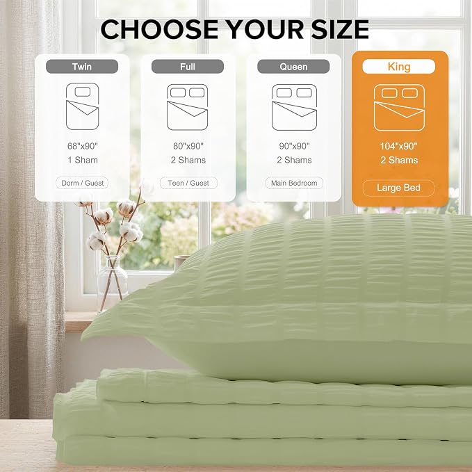 Cozyide Green Duvet Cover King Size, 3 Pieces Bedding Duvet Covers, Soft - Image 3