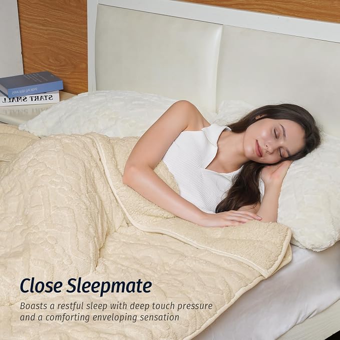 Wemore Weighted Blanket for Adults Twin Size 20 lbs, Dual Sided Soft Fuzzy - Image 3