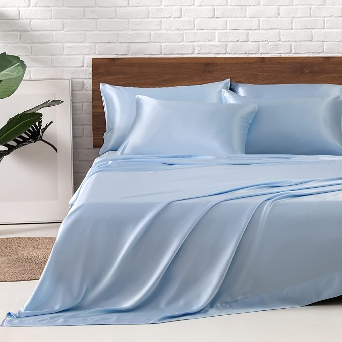MR&HM Satin Bed Sheets, King Size Sheets Set by MRHM