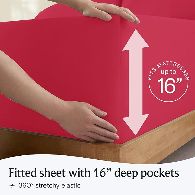 LuxClub 4 PC Sheet Set Bed Sheets Deep Pockets 16" Eco Friendly Wrinkle Free - Image 6