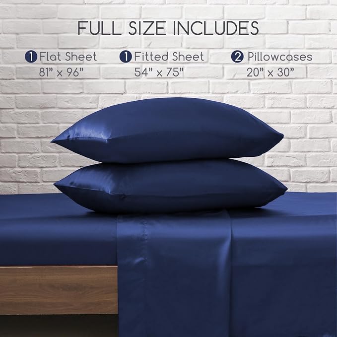 MR&HM Satin Bed Sheets, Full Size Sheets Set - Image 7