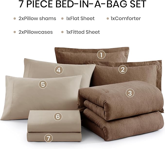 Monbix Full Size Comforter Set, Bedding Sets Full 7 Pieces, Cationic Dyeing Bed - Image 7
