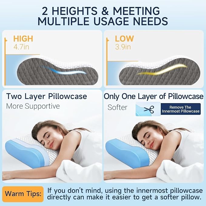 CloudBliss Memory Foam Pillow, Ergonomic Neck Contour Cervical Pillow - Image 4