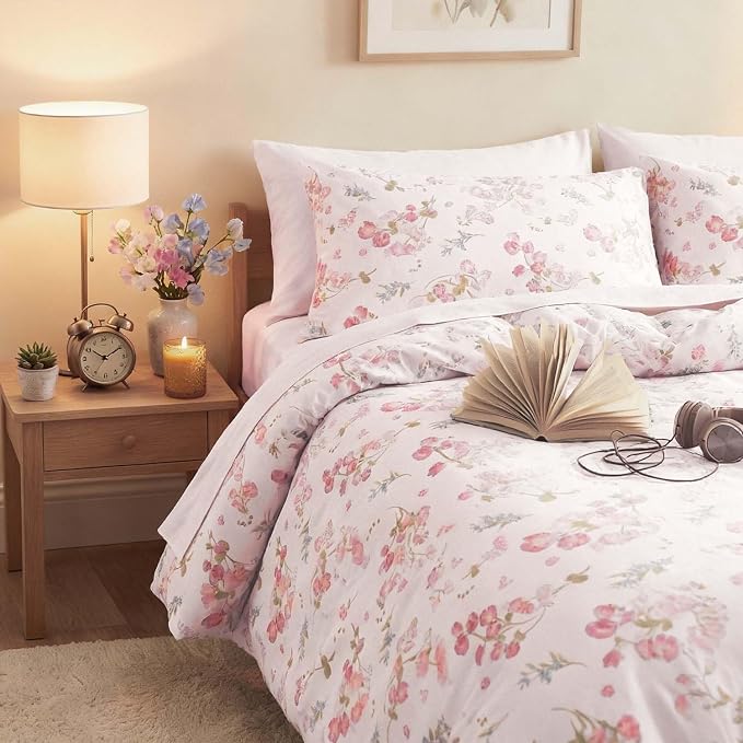 Nayoroom Pink Floral Duvet Cover Queen Size Spring Botanical Blooms Flower - Image 5