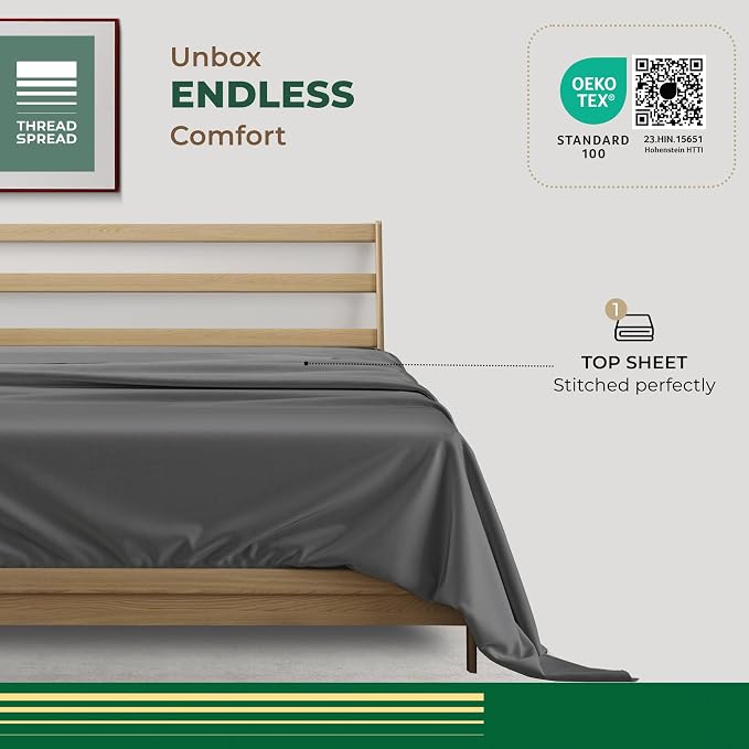 THREAD SPREAD 100% Organic Cotton Percale Flat Sheet Twin Size - Image 3
