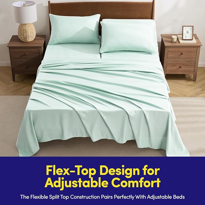 Split Head King Sheets Set for Adjustable Beds 4 Piece Flex Top Bed Sheets – - Image 2