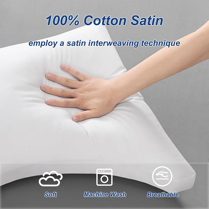 ACCURATEX Side Sleeper Pillow for Side and Back Sleepers-100% Cotton Cover - Image 3
