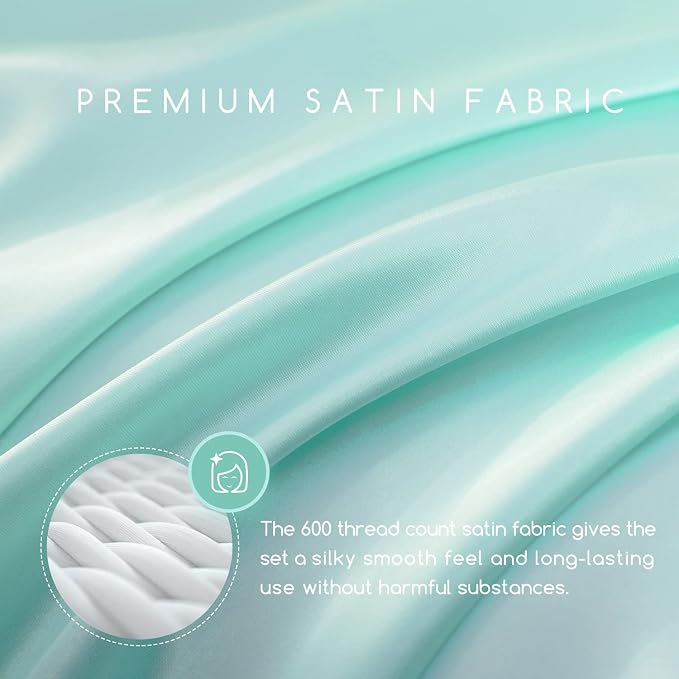MR&HM Satin Bed Sheets, Full Size Sheets Set - Image 2
