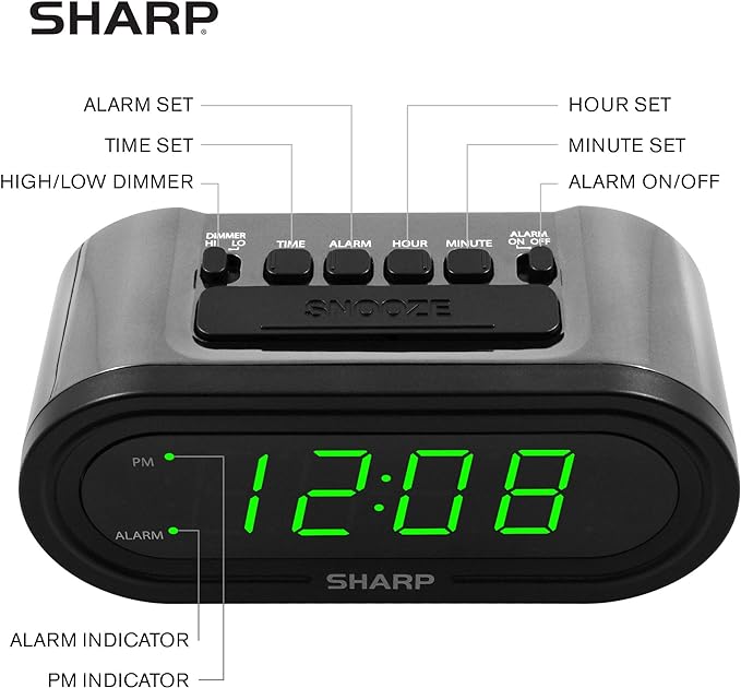 Sharp AccuSet Automatic Smart Alarm Clock – Self-Setting Digital Clock - Image 3