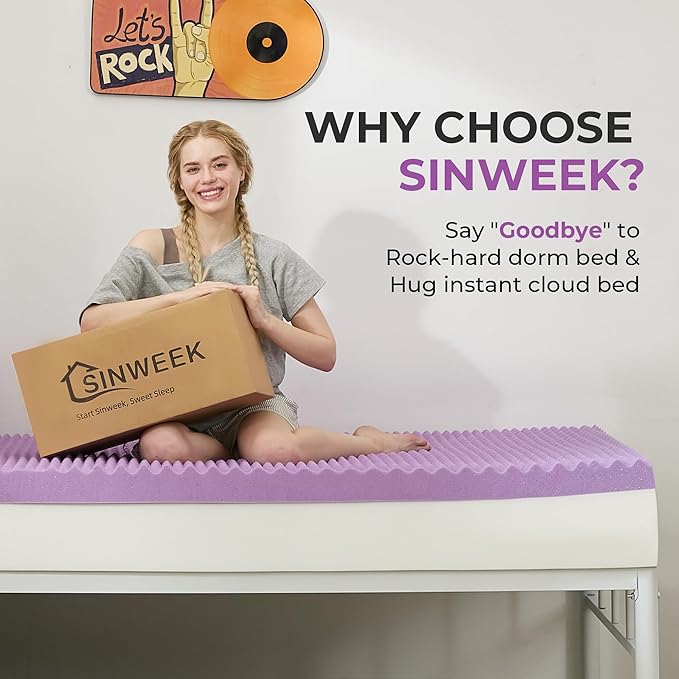 SINWEEK 2 Inch Egg Crate Memory Foam Mattress Topper Twin XL, Twin Extra Long - Image 4