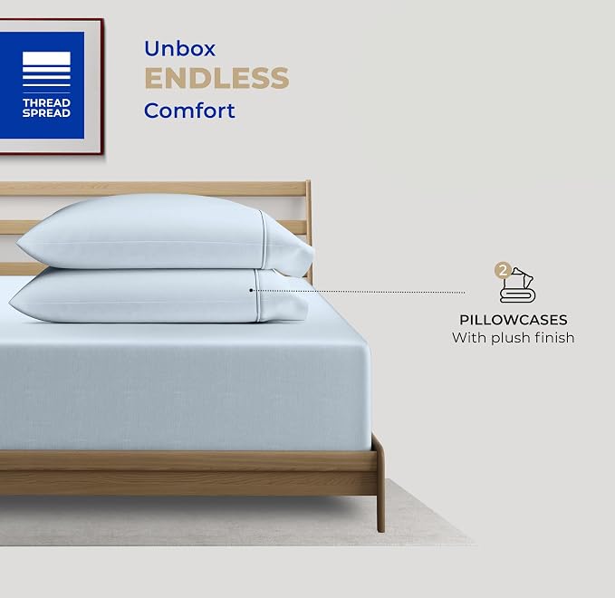 Thread Spread 100% Cotton King Size Pillow Cases Set of 2 - Image 3