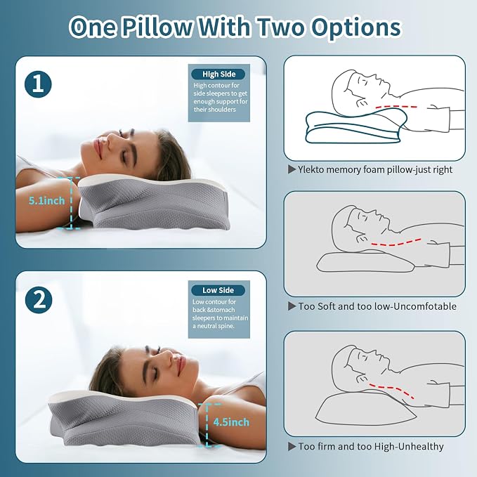 Cervical Neck Pillow for Pain Relief, Ergonomic Pillow Side Sleeper Pillow for - Image 6