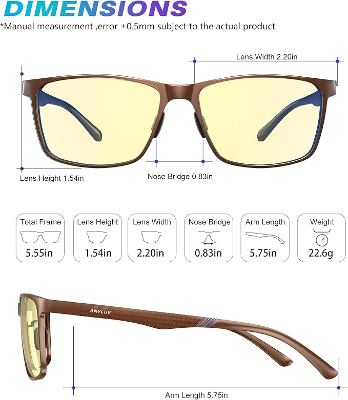 ANYLUV Blue Light Glasses Men, Relieve Eyestrain and Eye Protection, Al-Mg - Image 4