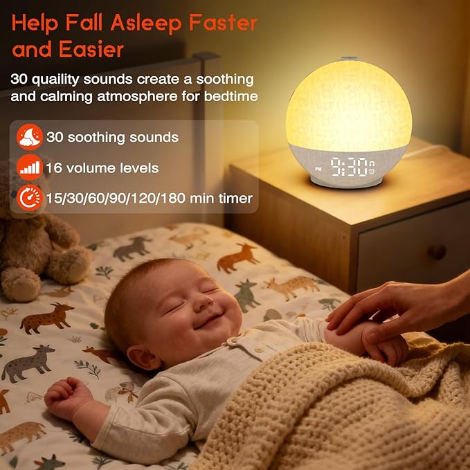 Sunrise Alarm Clock White Noise Machine, Sunset Simulation, 30 Soothing Sounds - Image 4