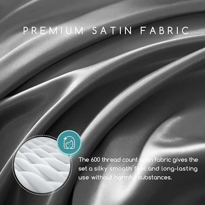 MR&HM Satin Bed Sheets, King Size Sheets Set - Image 2