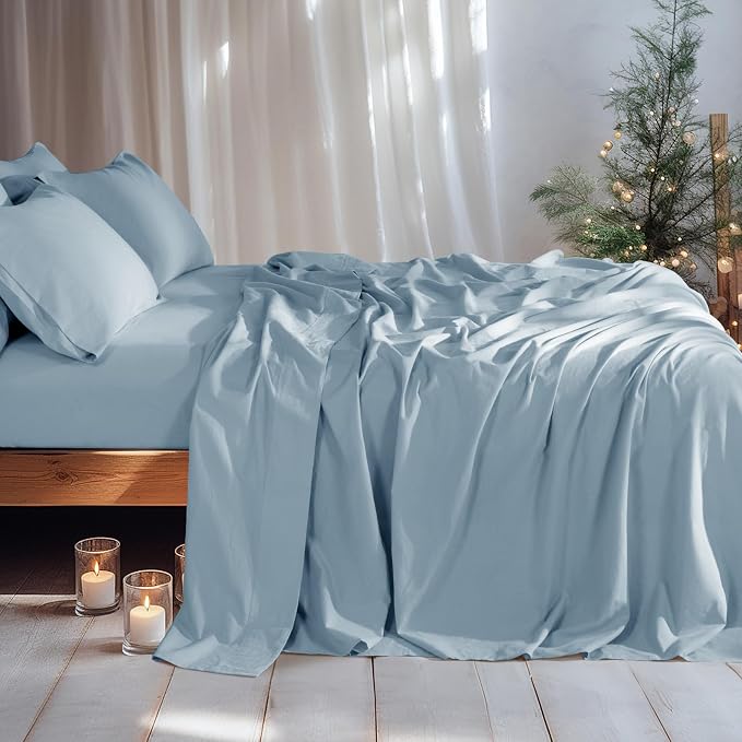 LBRO2M 100% Pure Linen Sheet Set Deep Pocket Up to 16" Bed Sheets Sets - Image 2