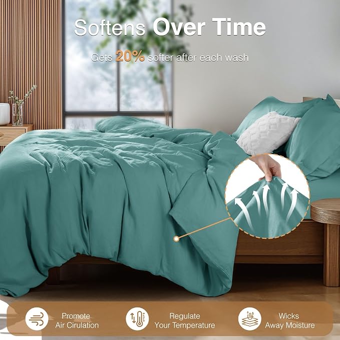 SONORO KATE 100% French Linen Duvet Cover King Size, Soft Breathable - Image 5