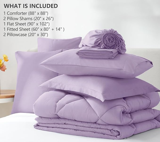 CozyLux Queen Comforter Set Light Purple - Image 6