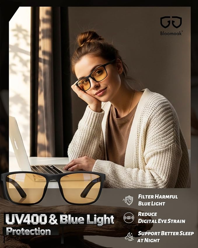 Bloomoak 100% Red Lens Blue Green Light Blocking Glasses- Dual AR Coatings - Image 5
