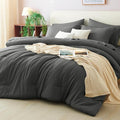 CozyLux Oversized King Comforter Set Dark Grey, 7 Pieces Bed in a Bag Comforter by CozyLux