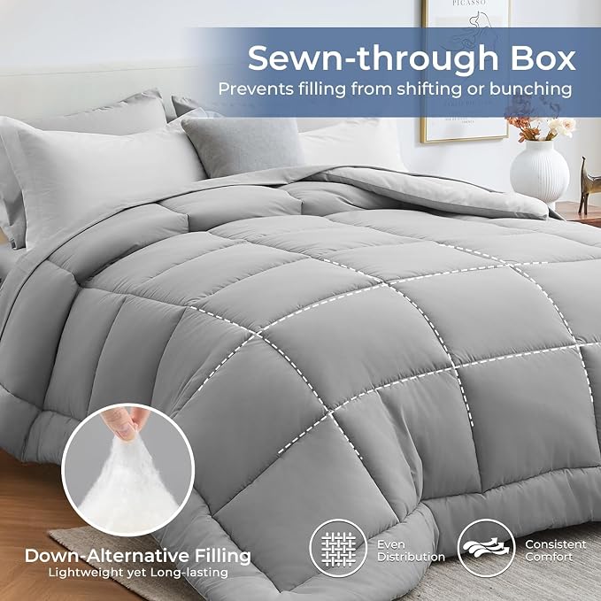 Sasttie King Size Comforter Set, 7 Pieces Bed in a Bag King, Complete Bedding - Image 3