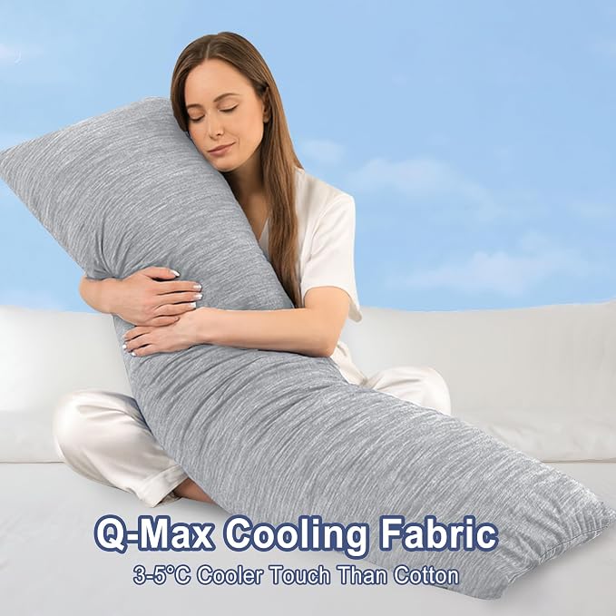 DWCN Cooling Body Pillow for Adults, 20x60 Inch Light Grey - Image 2