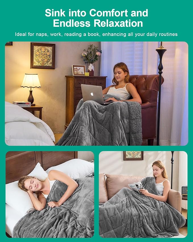 Super Fuzzy Soft Sherpa Fleece Weighted Blanket, 20 lbs Dual Sided Fluffy Heavy - Image 4