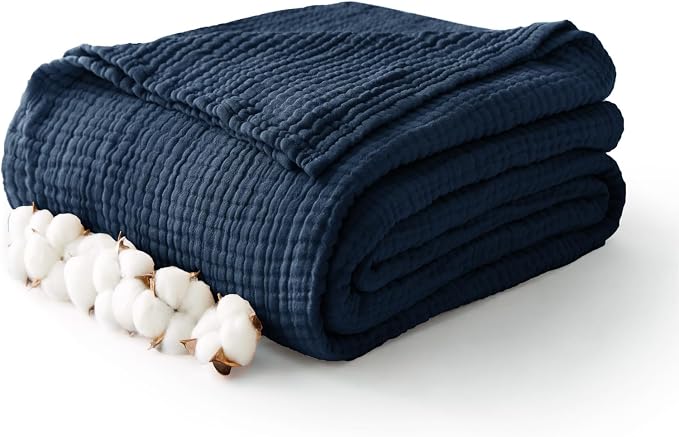 100% Cotton Muslin Blanket Twin 60" x 80", Breathable and Lightweight Cotton by Kozyhvn