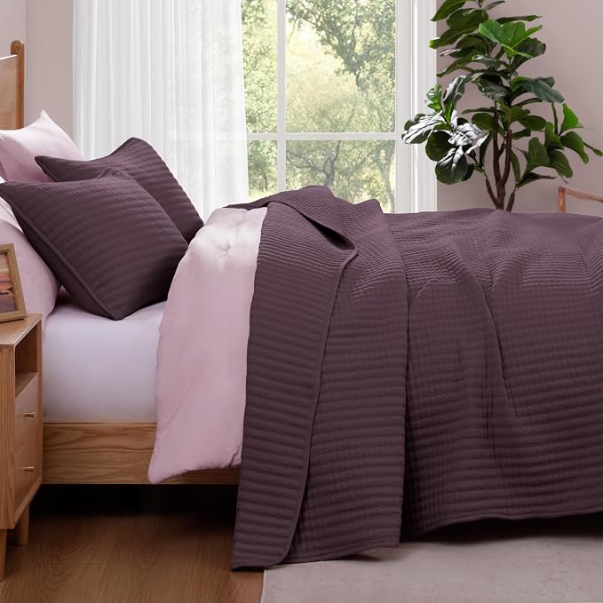 WRENSONGE King Size Quilt-3 Pieces Lightweight Italian Plum Bedspreads King - Image 5