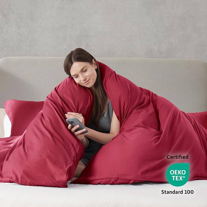 Nestl Burgundy Red Duvet Cover King Size - Image 3